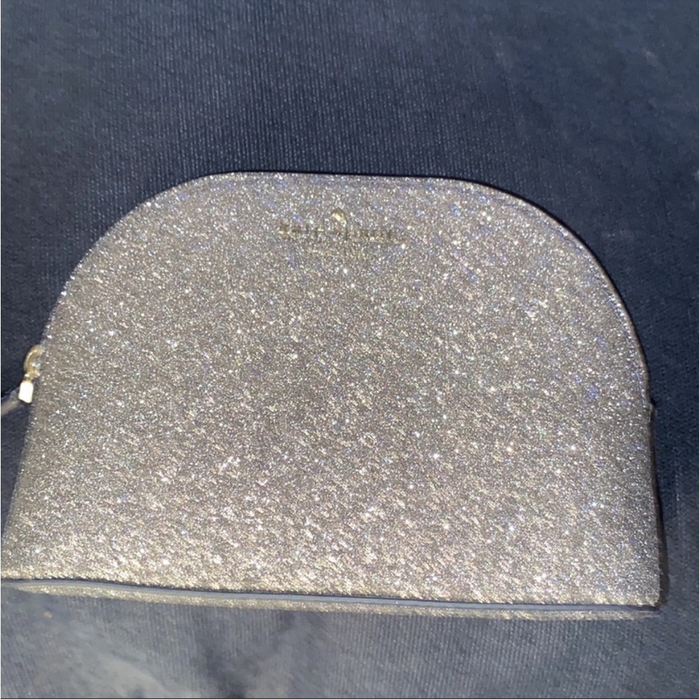 Kate Spade ♠️ Joeley silver glitter dome cosmetic…